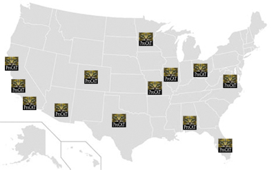 Map of ProCAT Service Center in the US ProCAT Service Centers